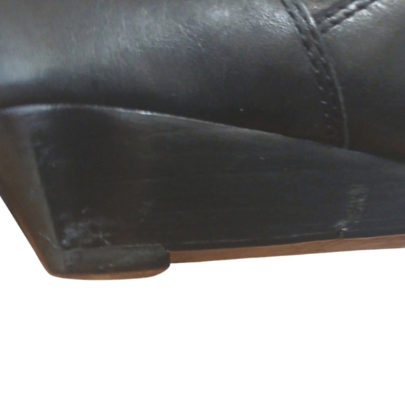 Nine West Tecce Wide Black Leather Knee High Boots Tall Slouch Wedge Boots 7.5 - Picture 13 of 15